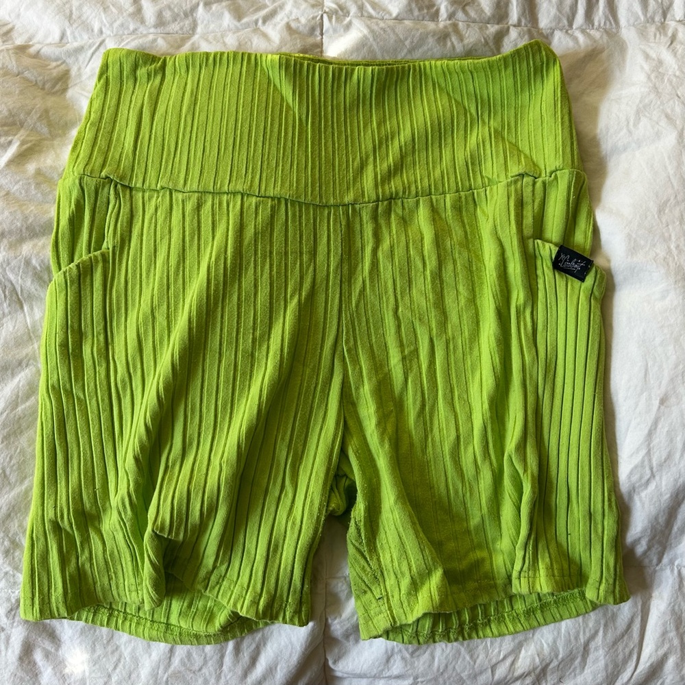 Girrlscout Phoenix Ribbed Bike Shorts - Lime